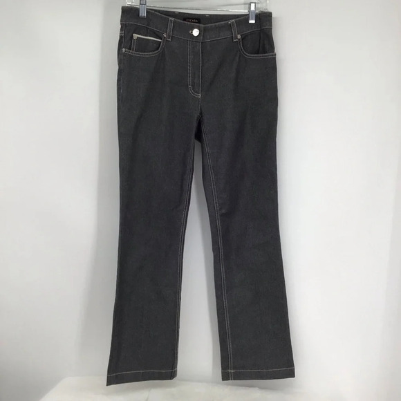 Escada Women’s Straight Leg Soft Metallic Stretch Grey Jeans Size 34 FR - US 24 - Picture 1 of 10